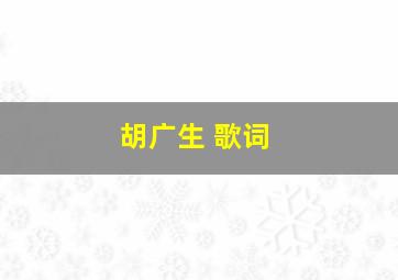 胡广生 歌词